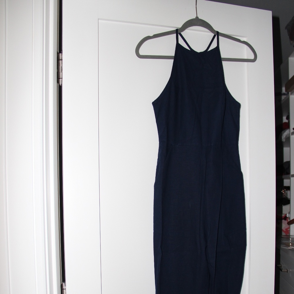 Urban Outfitters Linen navy jumpsuit